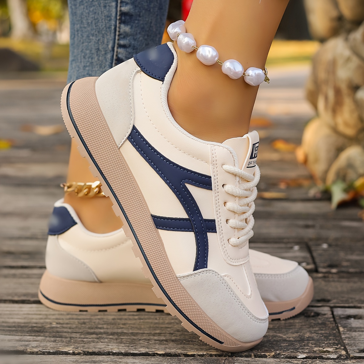 women s colorblock trendy sneakers lace soft sole platform 0