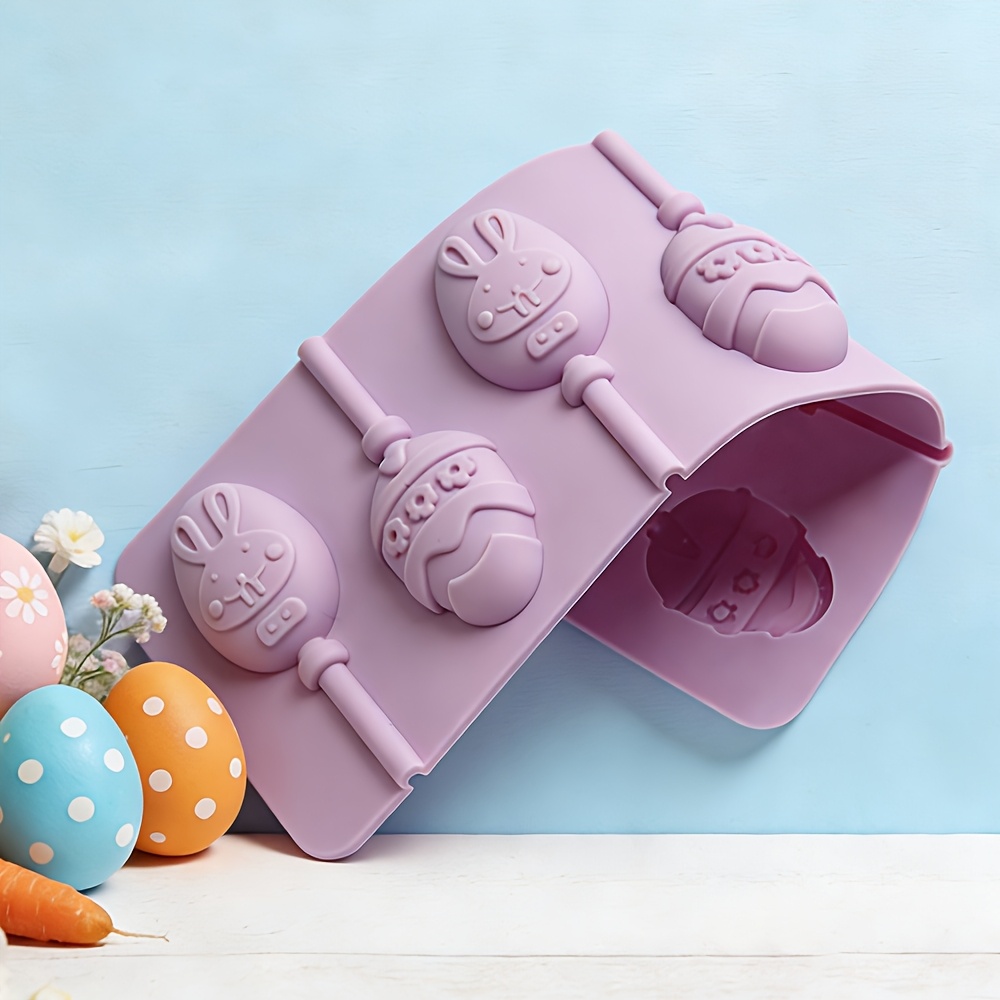 1pc Easter Lollipop Silicone Mold Small Colored Eggs Lollipop Candy Jelly Biscuit Cake Decoration Baking Tool Holiday Gift