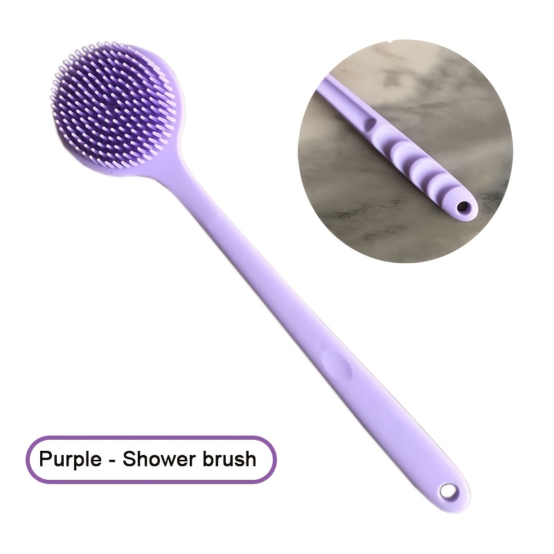 TEMU Silicone Long Handle Bath Brush Rub Back Artifact Back Scrub Brush Soft Bristle Back Scrub Brush Scrub Towel