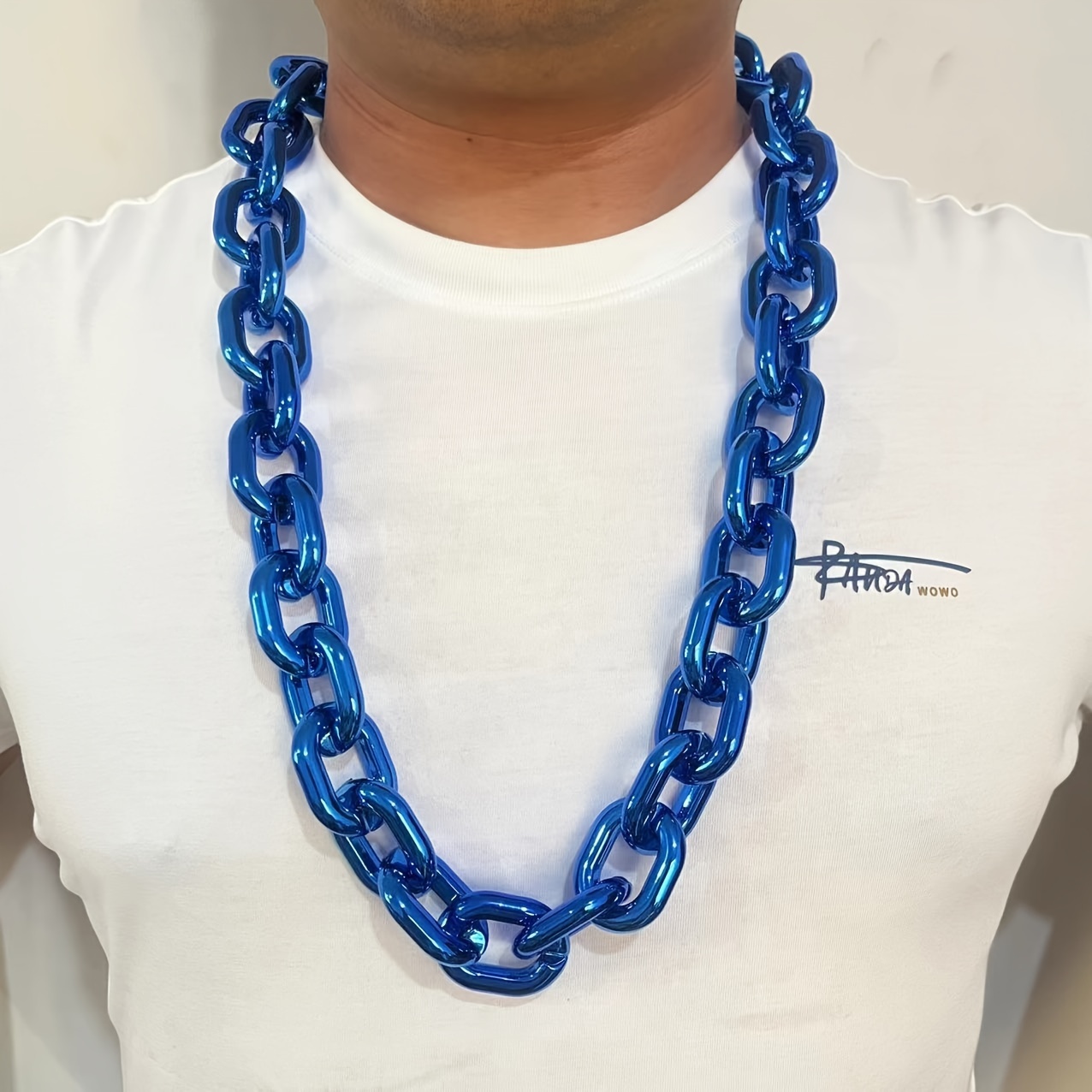 TEMU New Hip-hop Thick Chain Holiday Party Props, Fan Necklaces, Large Plastic Chains, Men's And Women's Decorations