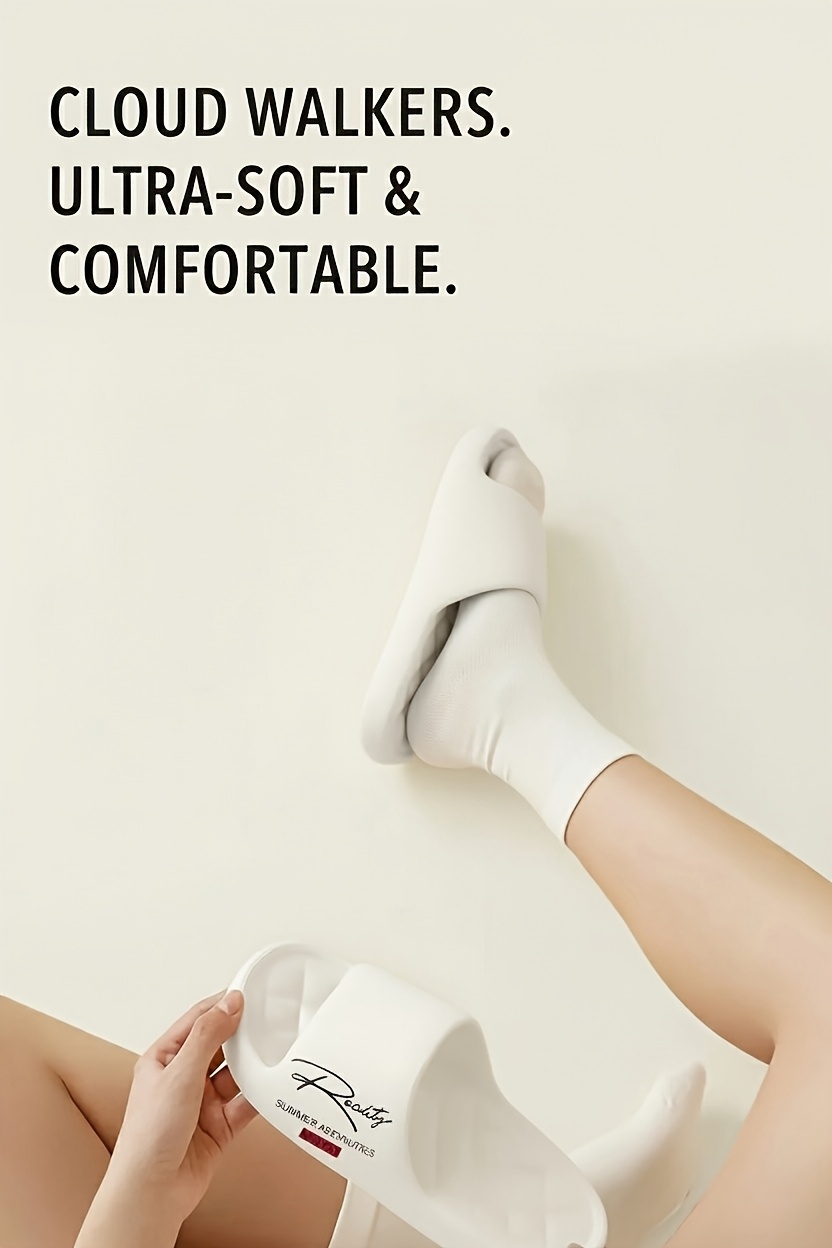 Four Seasons EVA Slip-On Slippers, Simple Positioning Print, Versatile Slip-On, Casual Soft Sole, Non-Slip Bathroom Slides, Unisex Household Slippers for All Seasons