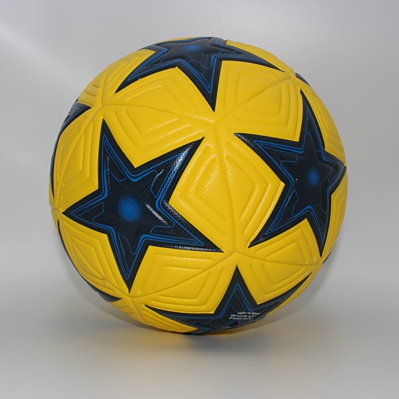 1 stuks Faux PU Voetbal met Sterpatronen, Professionele Maat 5 Voetbal, Hoogwaardige Naadloze Voetbal voor Buitensporten, Professionele Liga, Voetbaltraining, Wedstrijd, Spel (Onopgeblazen)