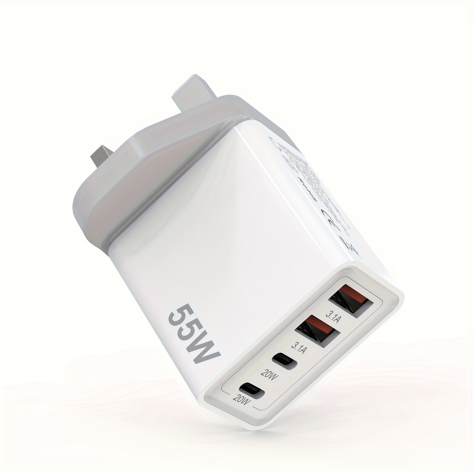 TEMU Uk Usb C Super Fast Charger Block, Phone Charger Fast Charging Blocks 55w Multi Port Charger 4-ports Pd & Qc Charging Cube Brick Power Adapter