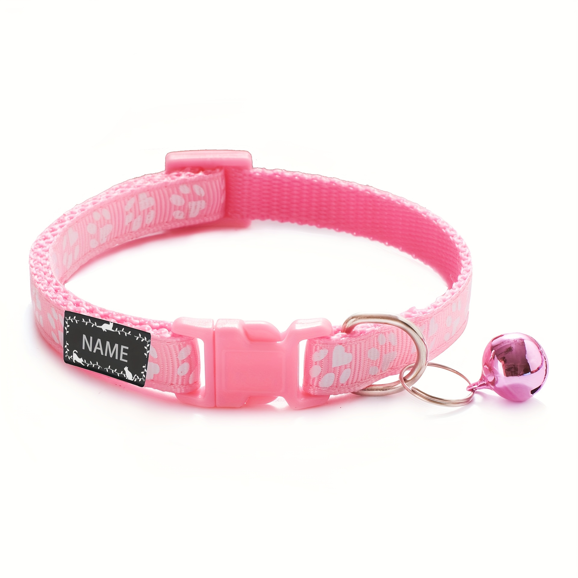 TEMU Personalized Reflective Paw Print Dog Collar With , Custom Id Name And Contact - Anti-lost Pet Collar For Small , Easy- Design - Soft,