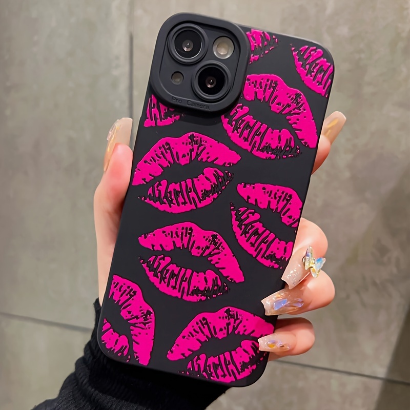 

Protective Phone Case For With Black And Lips Design, Perfect For Those Who Love Trendy And Unique Styles.