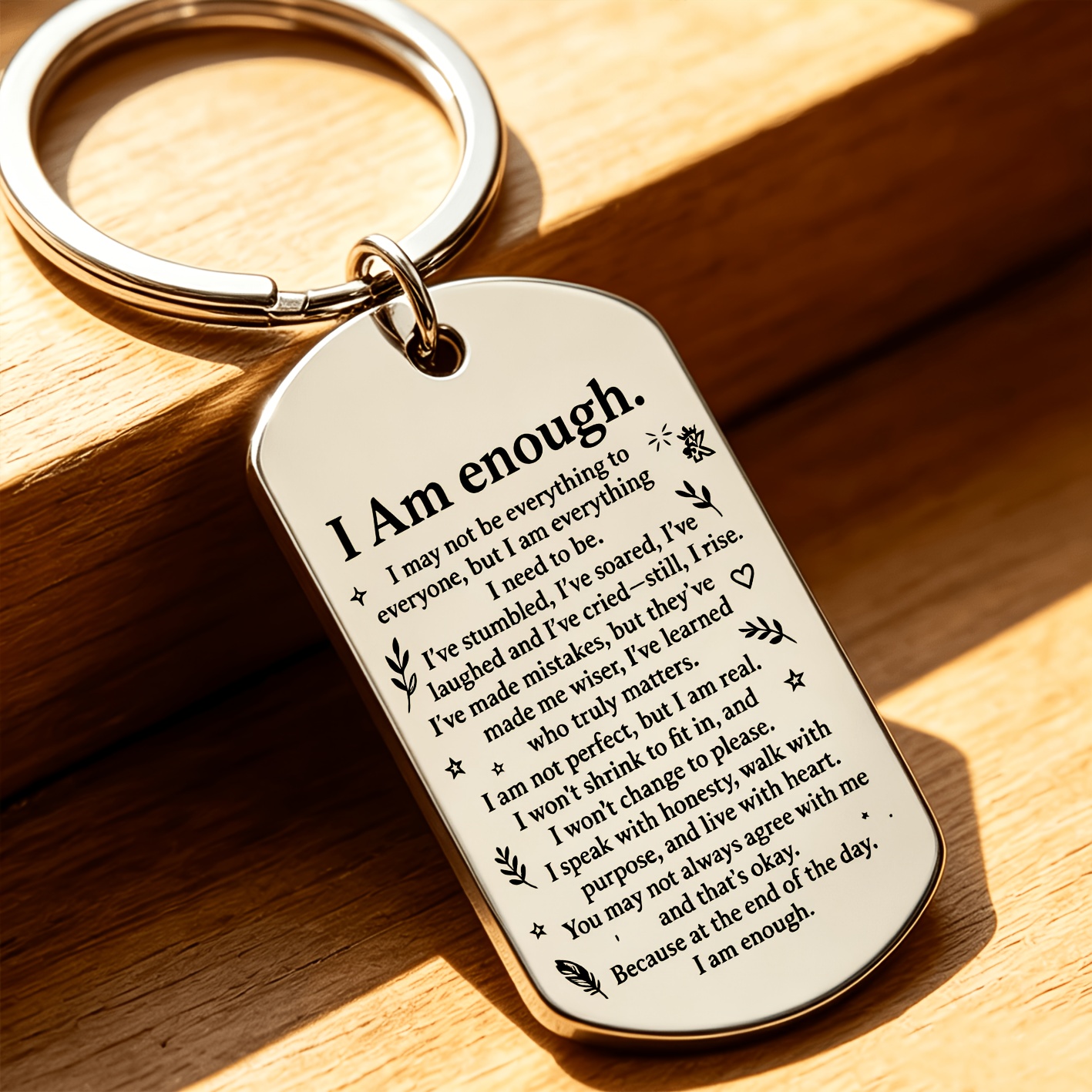 TEMU 1pc, Inspirational Affirmation Stainless Steel Keychain, Ideal Gift For Self- , Helping Them Build And Self-