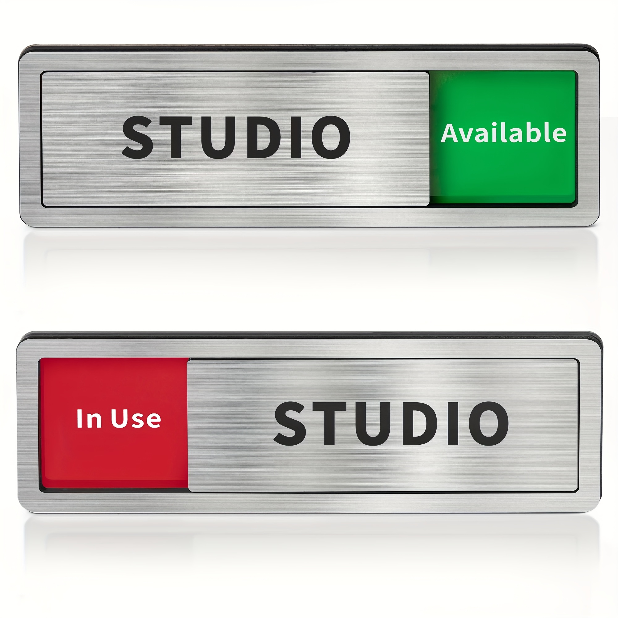 Image of Door Sign With Slider, Do Not Disturb Privacy , In Use/ Acrylic Sliding Indicator For Business , Brushed Silvery 8" X 2.6"