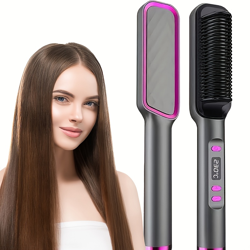 

Electric Straightening Brush, A Multifunctional Hot For Straightening And Curling Hair, Suitable For Dry And Wet Use, Anti Frizz, Suitable For Women, With Temperature Control And Automatic Shut-off