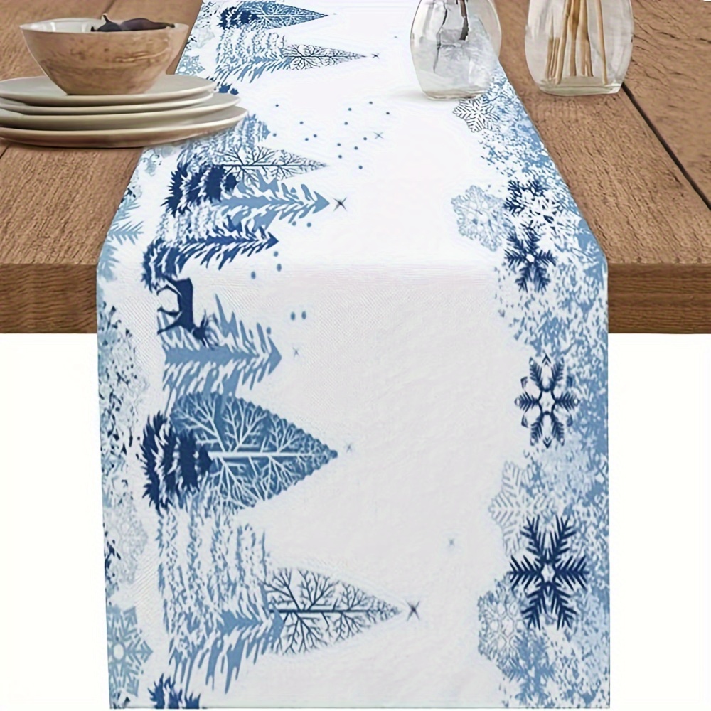 1pc   blue   table runner   christmas parties home decor   polyester rectangular 1