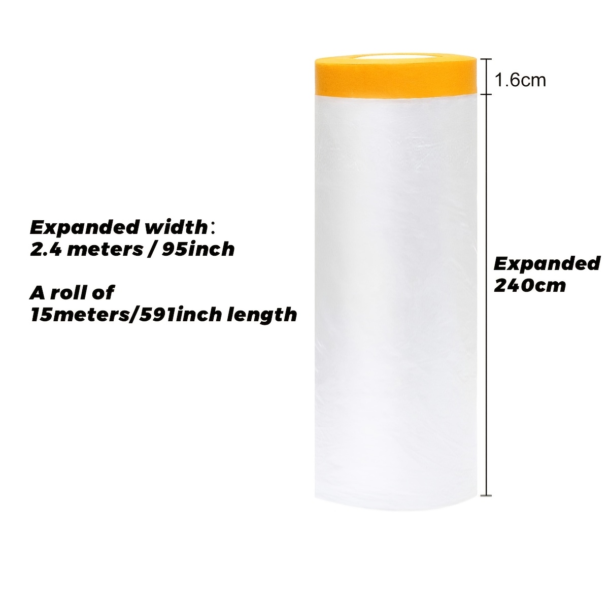 Image of Tape And Curtains, 1 Roll Pre- Masking Film, Adhesive Plastic Painting Drip Film, Paint Masking Paper Suitable For Furniture And Walls