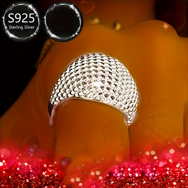 Women's Hip Hop Style 925 Sterling Silver Ring, Adjustable Band, 4.5g