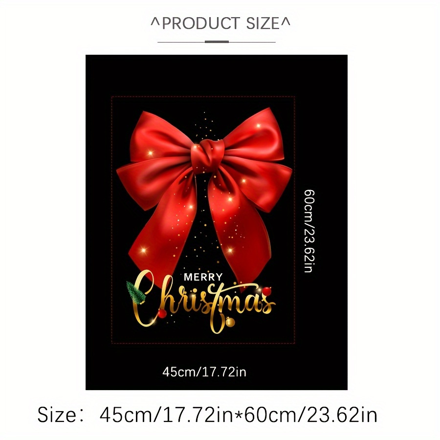 1pc 45cm X 60cm Christmas Window Cling Door Sticker, Bow Pattern Element, Static Adsorption, Suitable For Home, School, Company, Restaurant Christmas Holiday Party Decoration
