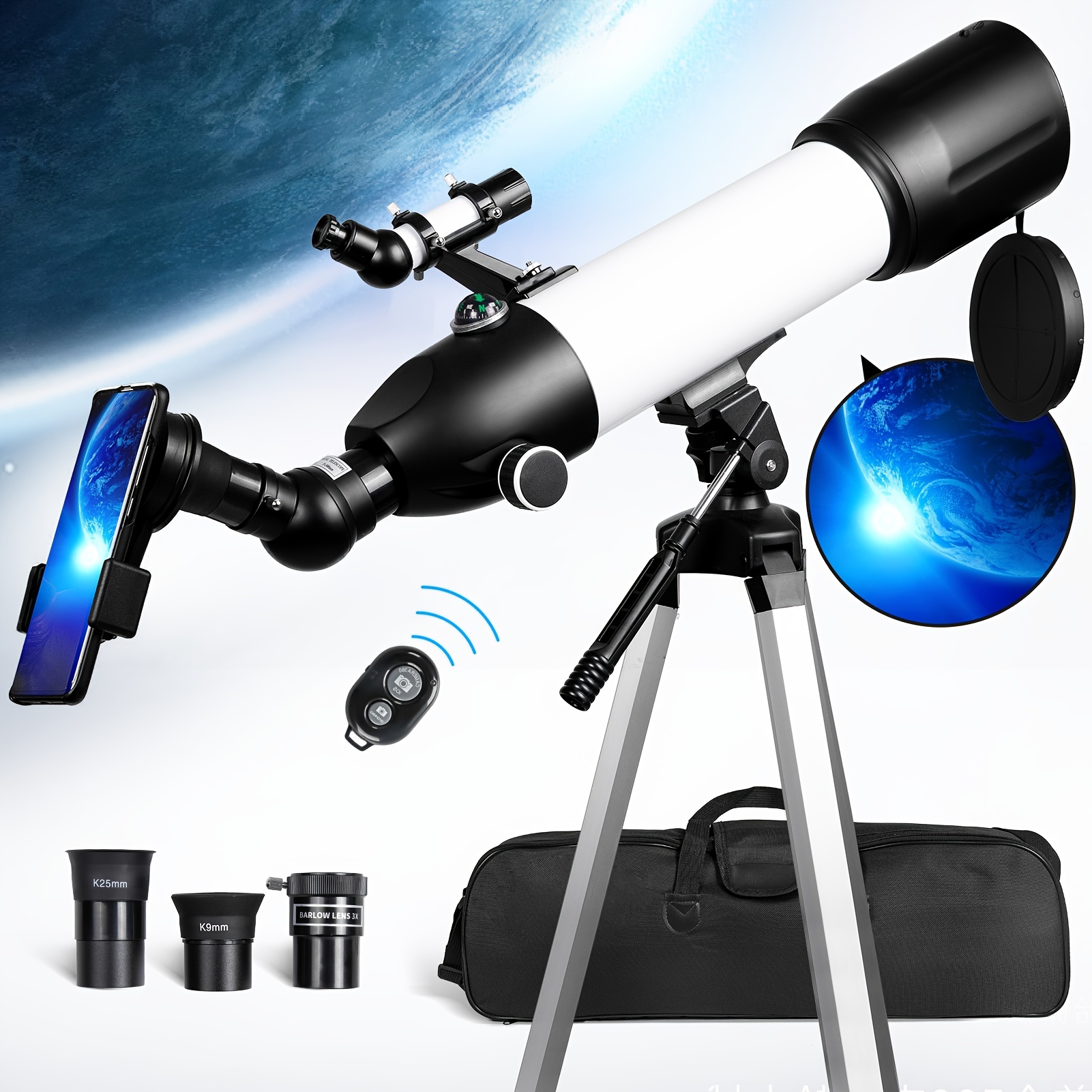 

Adult High Power Telescope - 500x80mm Astronomy Professional Refracting Telescope, Suitable For Beginners Astronomy, With Eyepiece