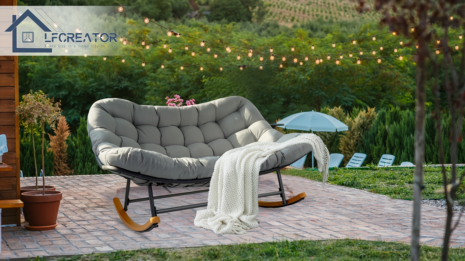 rocking chair outdoor oversized patio furniture big cushion Temu