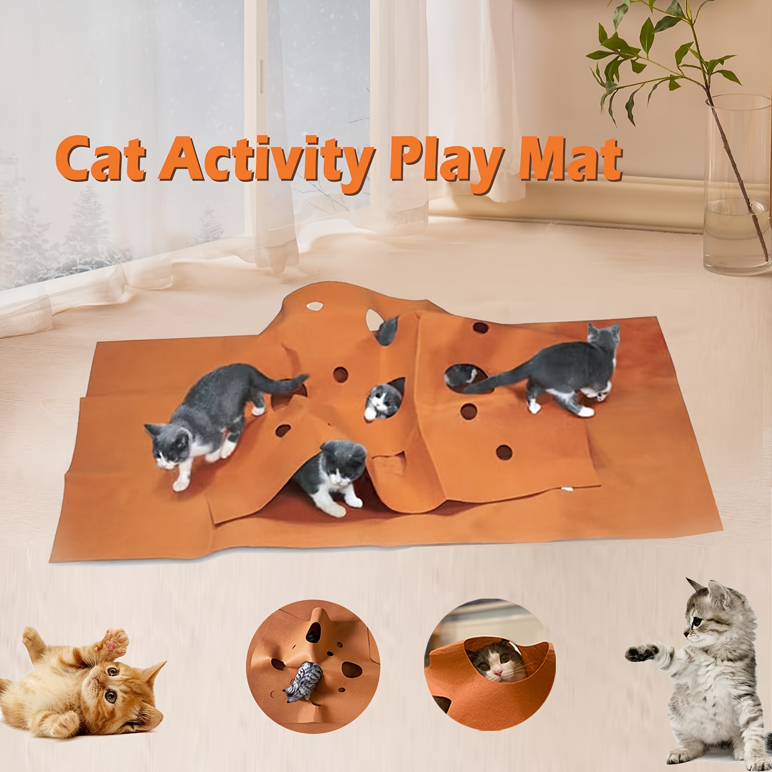 

1pc Cat Activity Play Mat, Pet Agility Training Pad With Biting And Scratching Features, Year-round Use With Warm Winter Cat Tunnel Toys, Durable Material