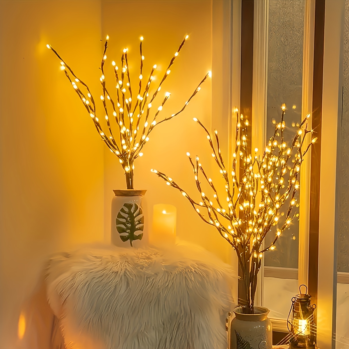 

1pc Of 20 Led Tree Branch Lights - Warm Festive Decoration, Christmas, Ramadan, Weddings And Holiday Party Decorations