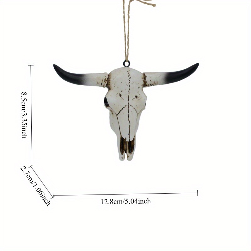 TEMU 1pc Vintage Bull Statue Hanging Decoration Resin Craft - Animal Skeleton Model Ornament Accessory - Home Porch Courtyard Decor - Creative Gift