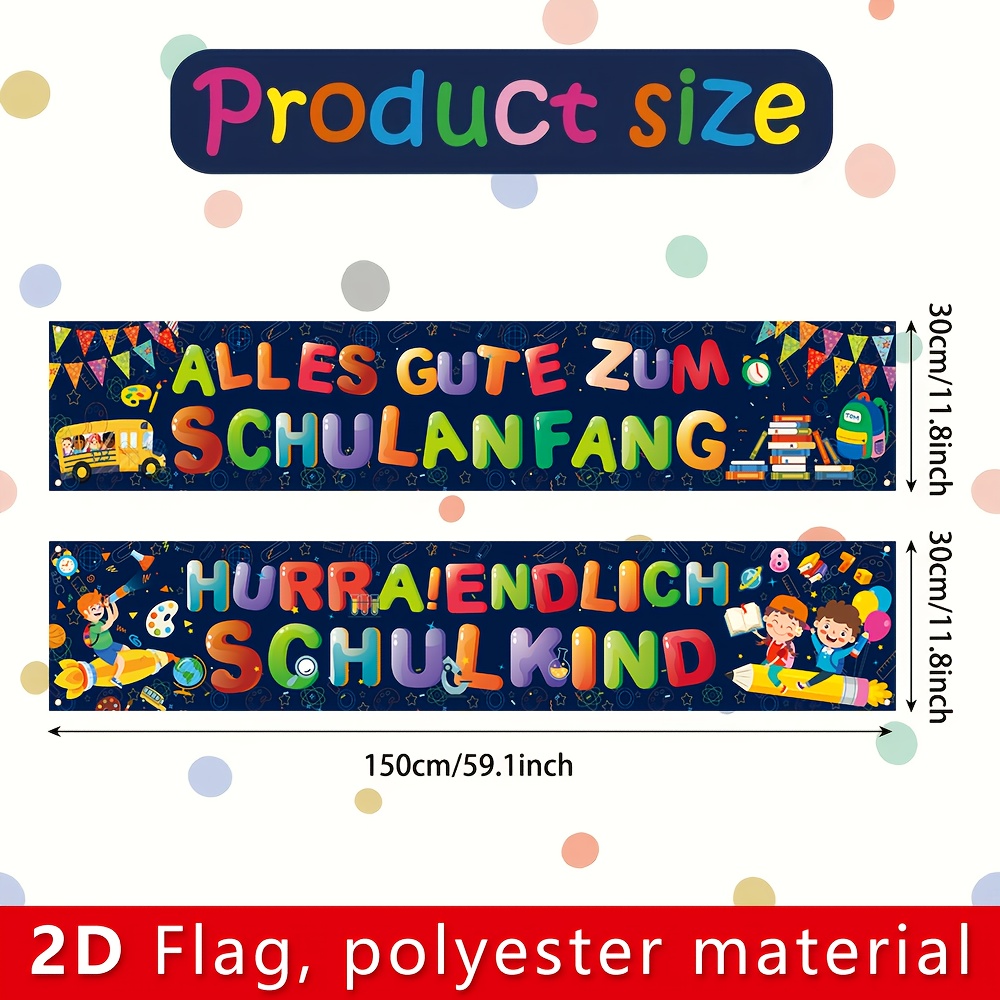 E-shop 2 Stück ! SCHULKIND Glücklicher Rückkehr zur Schule Banner - 150cm/30cm, 59in/12in, strapazierfähiges Polyestergewebe, kein erforderlich,
