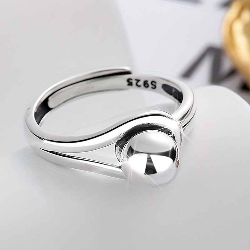 Geometric Round Ball Open Ring in 925 Sterling Silver