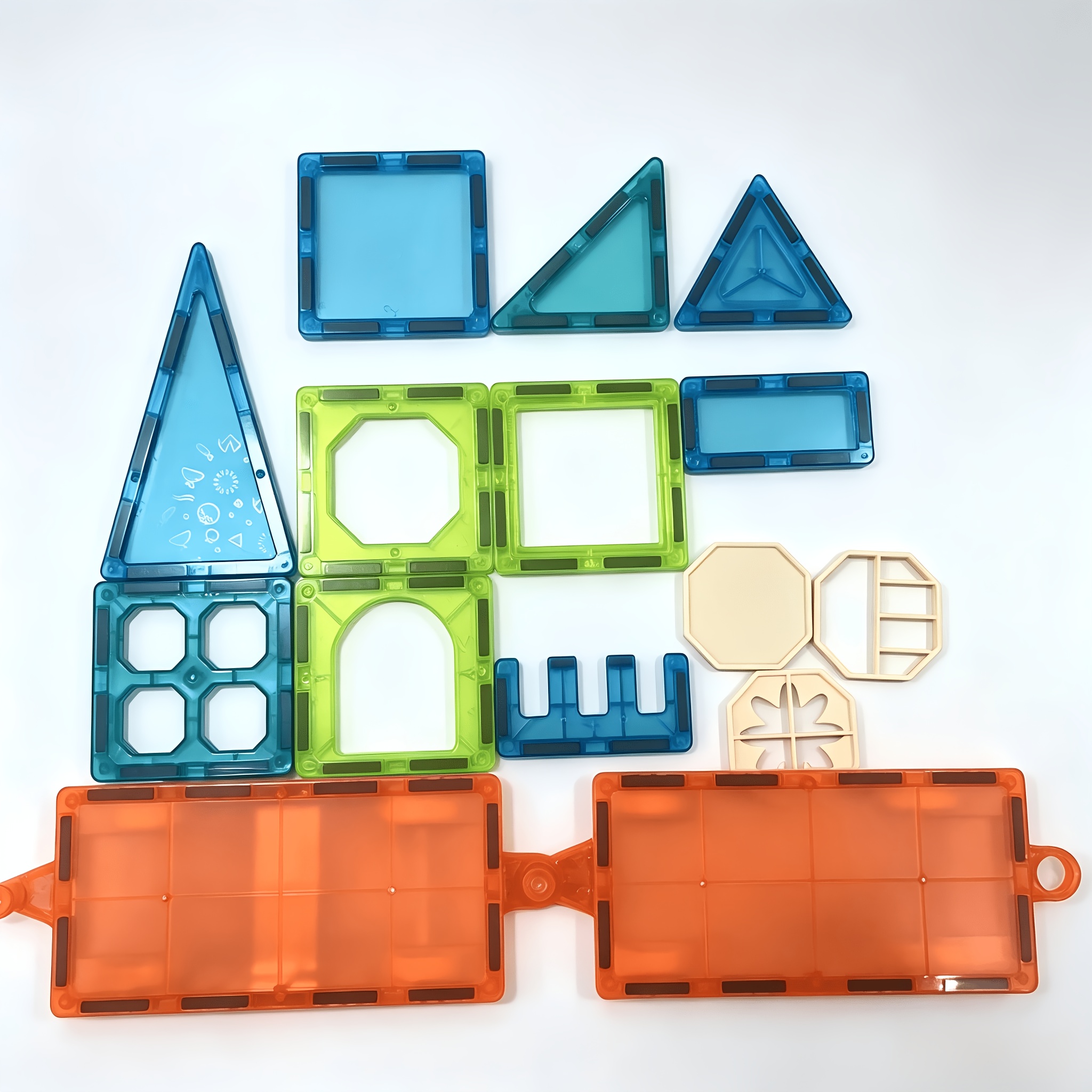 TEMU 150pcs Large Magnetic Building Blocks Stem Construction Toy Kit With 115 Magnetic Tiles, 2 Cars, 33 Accessories & Storage Bag Suitable For Age