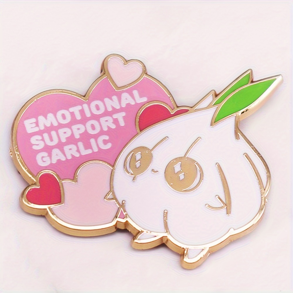 

-shaped Garlic Enamel Pin - Positive Emotional Support Brooch For Backpacks & Clothing, Zinc Alloy With Uv Plating