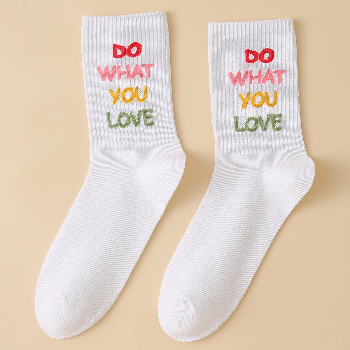 TEMU 1 Paire de Chaussettes Imprimées "" Chaussettes Amusantes pour Femme et Homme Chaussettes Blanches Chaussette pour Fête Cadeau Chaussettes de