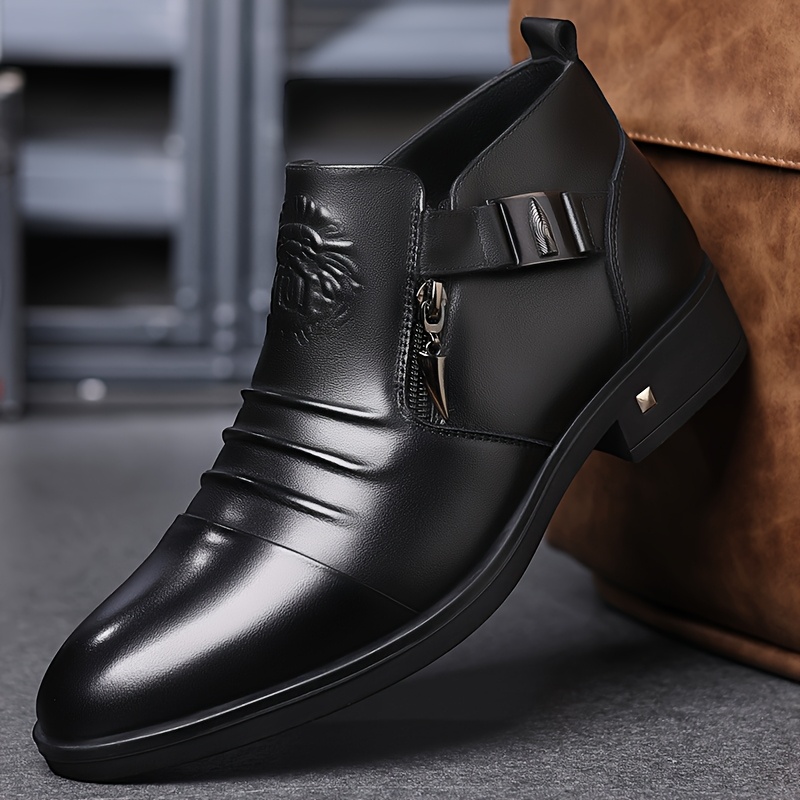 

Oxford & Derby Style Ankle Boots With Pu Upper, Lining & Insole - , Elegant British Fashion Dress Shoes For Business, Casual & Party Wear