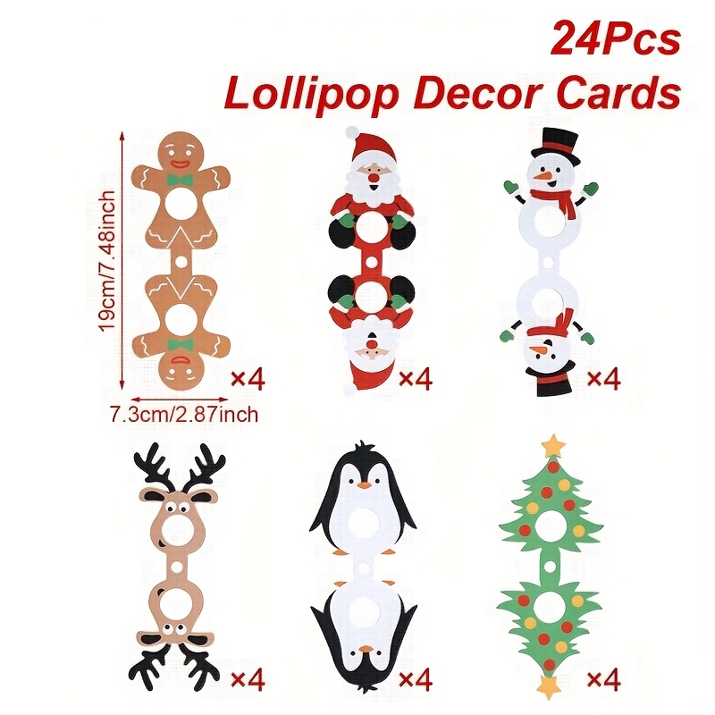 TEMU 24 piezas, Tarjetas de Envoltura, Tarjetas de Cartón de de Navidad, Diseño de Hombre de Jengibre, Santa Claus, y , Decoraciones de Navidad para
