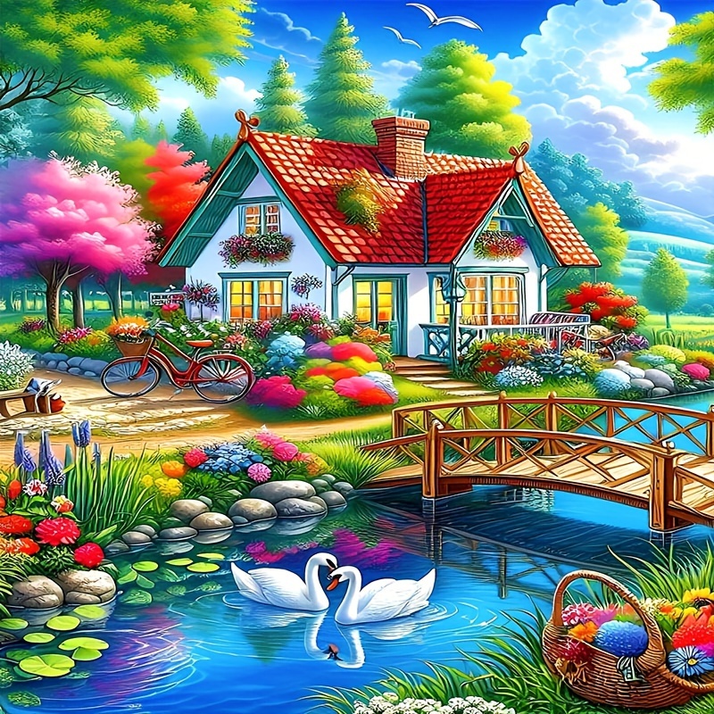

Diamond Art Painting, Country Scenery Full Diamond Art, Decorative Wall Art Hanging Painting Home Decoration Valentine's Day Gifts, Decorative Craft Wall Art