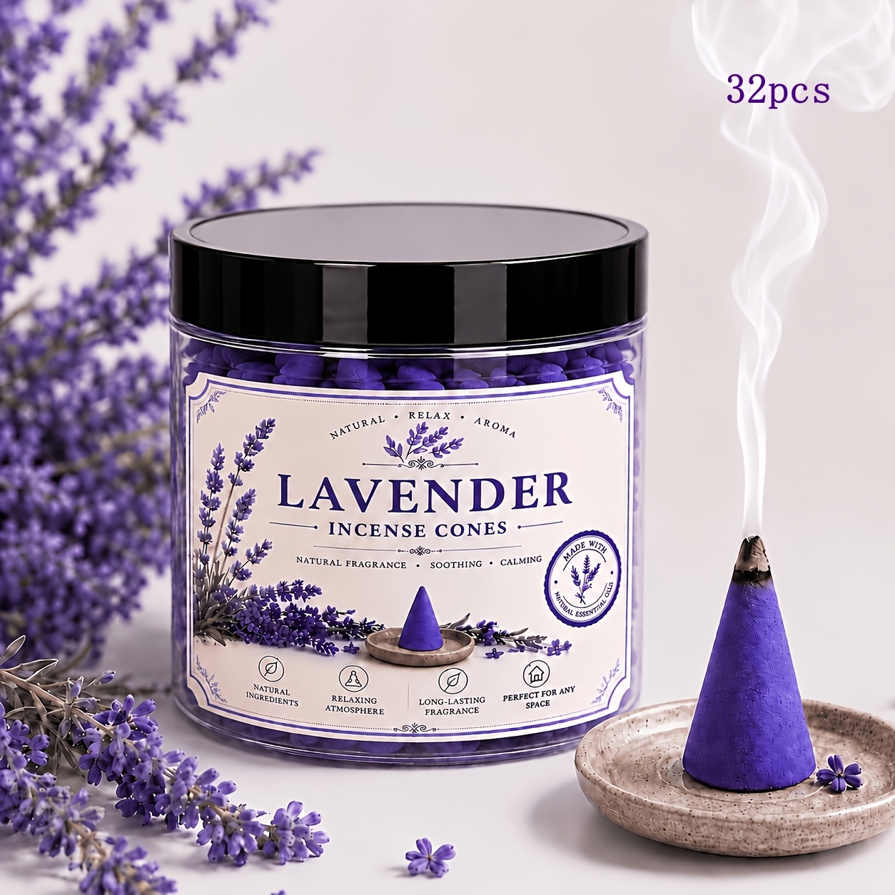 Lavender Scented Conical Diffuser | Natural Floral Long-lasting Fragrance | Suitable For Bedrooms, Living Rooms, Yoga, Meditation, Reading, Home Spaces | A Comfortable Fragrance Atmosphere | Exquisite