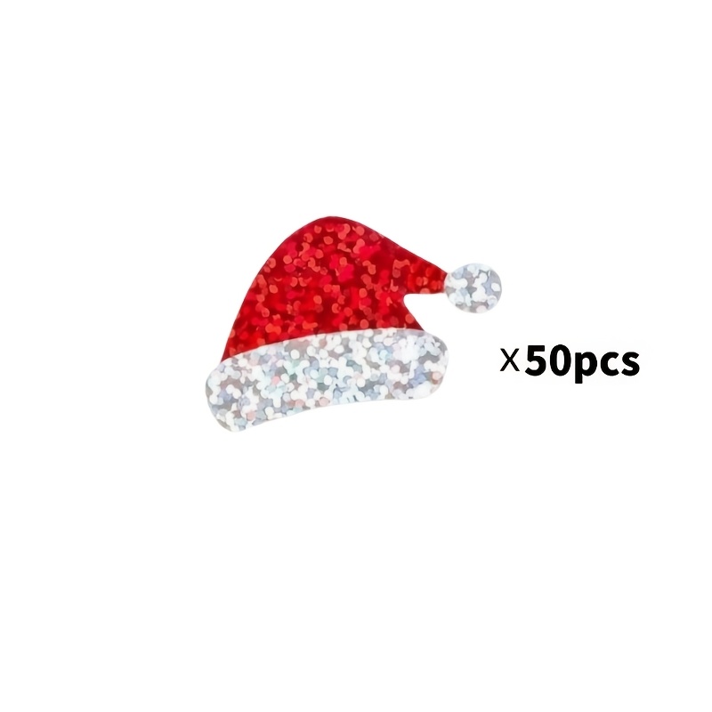 TEMU Adesivo per cappello di Natale, sigillante autoadesiva per cappello di Natale con paillettes rosse e argentate , mini adesivo decorativo