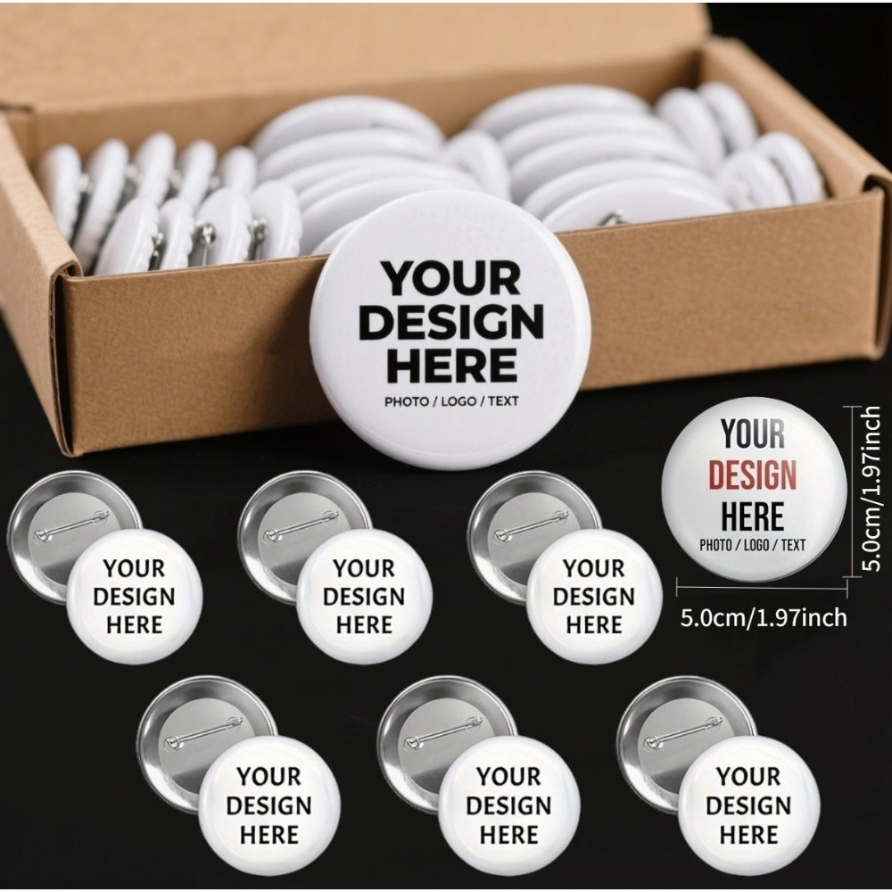 TEMU 25pcs Custom Metal Pins & Buttons - Personalized Design Your Own Button Badge With Photo//text Events, Branding, Crafts - Durable Sew-on Badges,