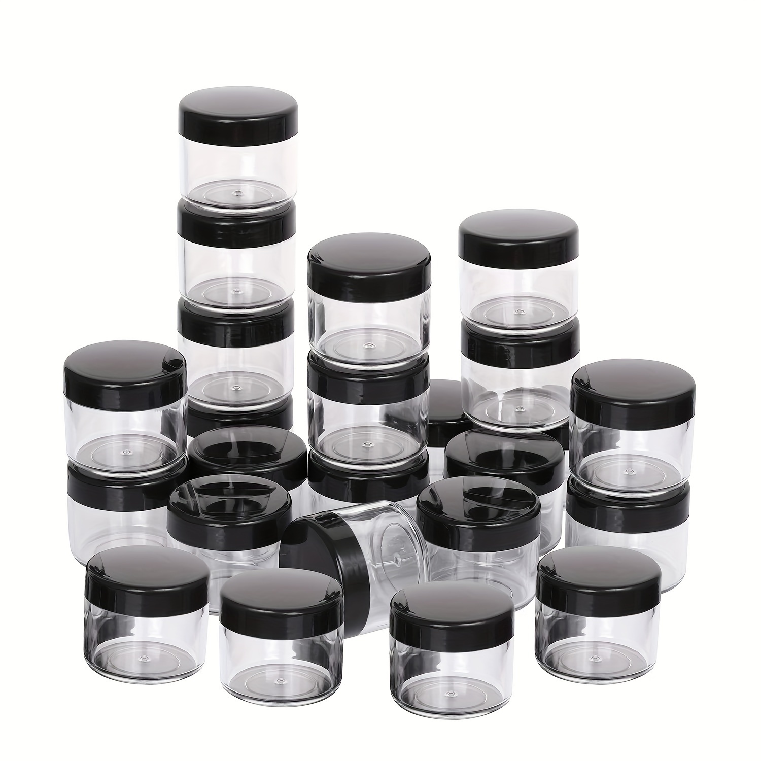 

40-pack Round Acrylic Plastic Jars With Screw-on Lids - Multipurpose Storage Containers For Creams, Cosmetics, Medicine, Spices, And Small Accessories - Durable, Bpa-free, Unscented