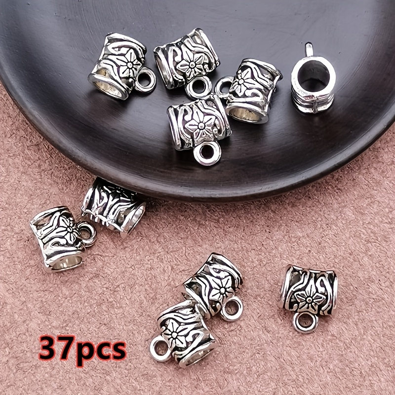 TEMU 37pcs Hollow Flower Pendant Charm Connectors, Large Hole Spacer Beads, Women's Fashion Jewelry, Bohemian Style Accessory Components, Handmade