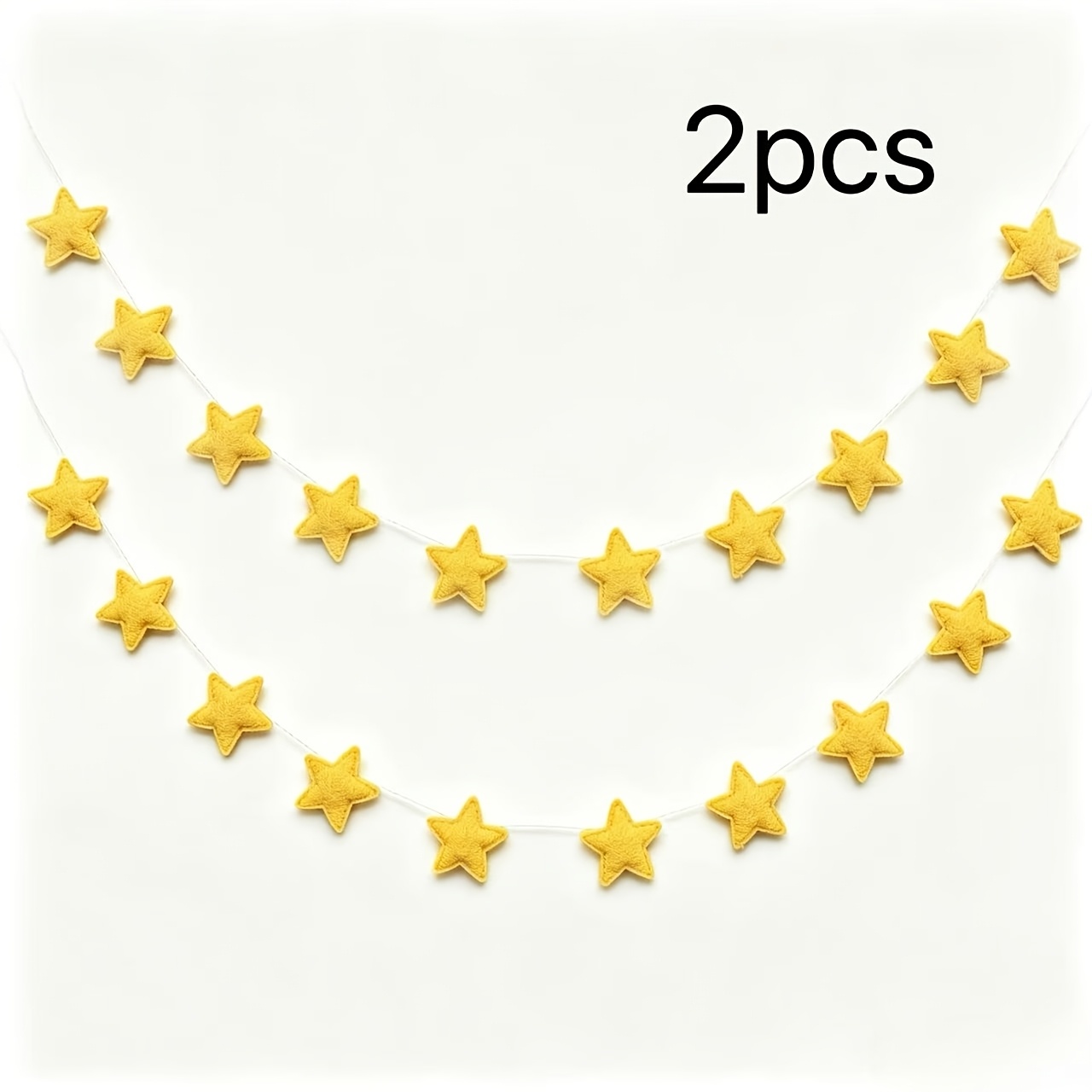 TEMU 2pcs Handmade Soft Felt Star Garland Banner - Suitable For Nursery Wall Decor, Boho Baby Shower, Birthday Party Decoration With Pre- Reusable