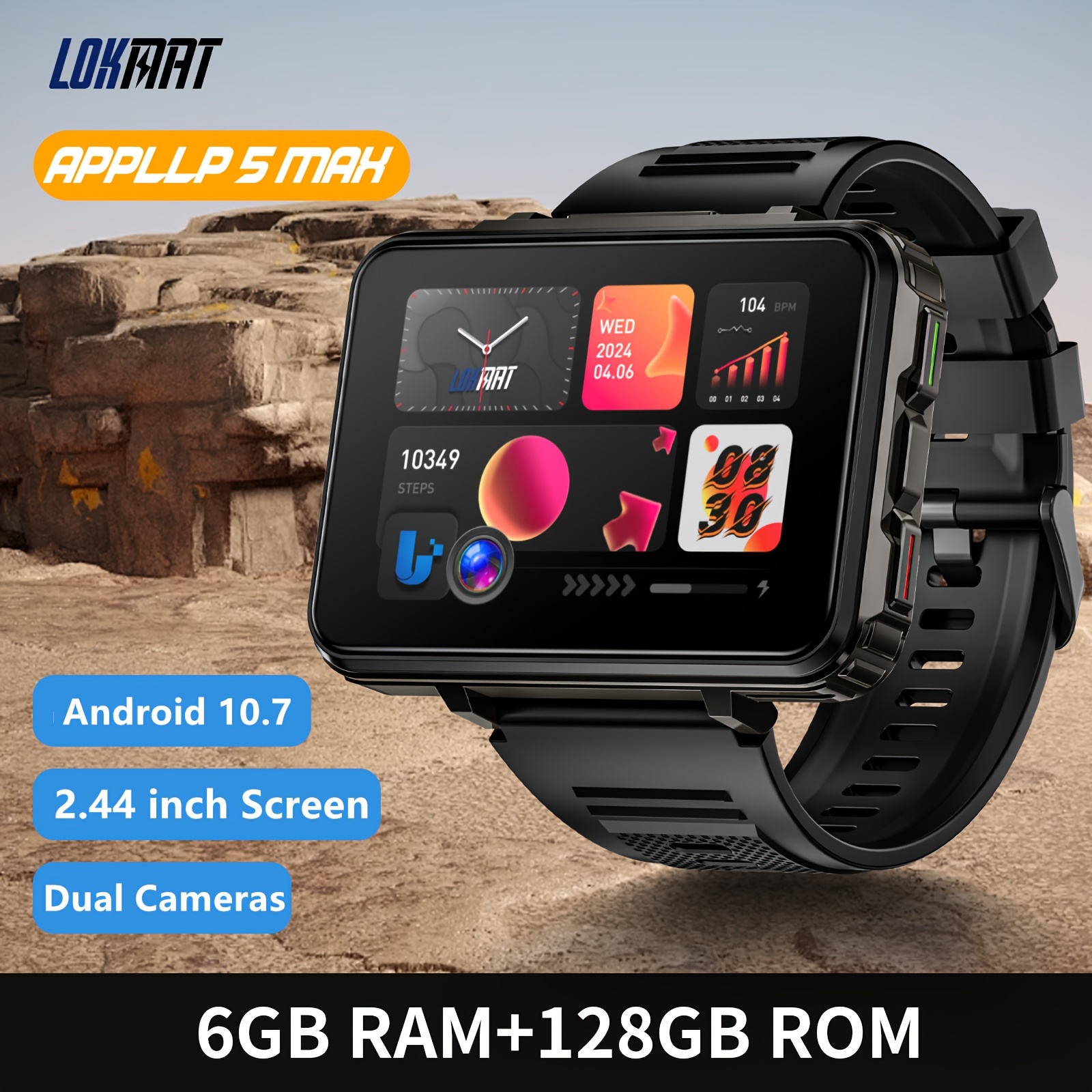 APPLLP MAX Reloj Inteligente con Gran Pantalla Cuadrada del  Reloj con Wi-Fi y 4G para con