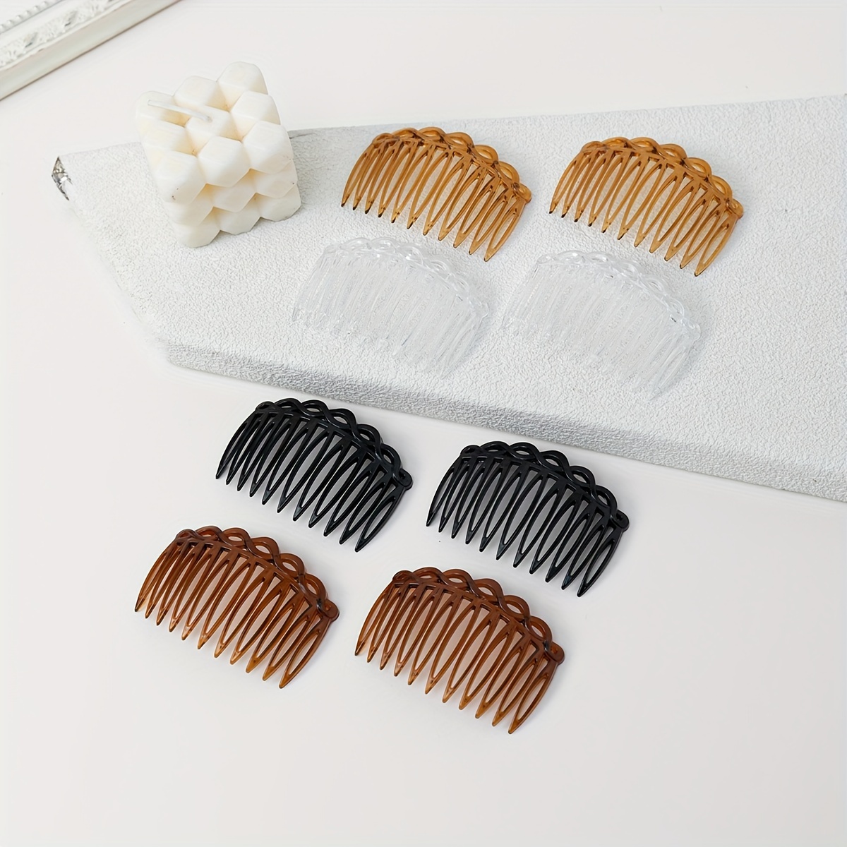 

8pcs/pack 11- peignes à cheveux, ensemble de peignes à cheveux latéraux en plastique de couleurs assorties pour femmes, accessoires de coiffure durables pour la beauté des cheveux