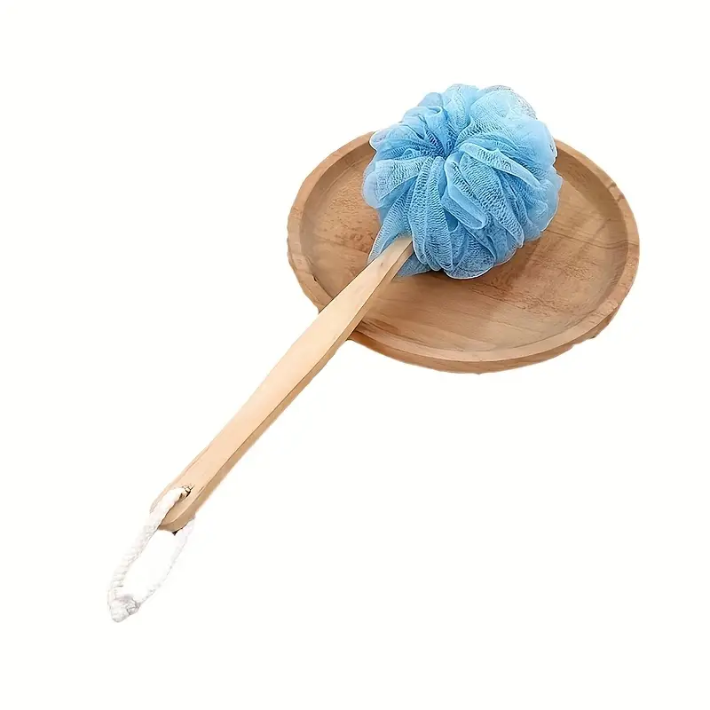 1pc long handle bath sponge large exfoliating shower pouf manual back scrubber brush unscented no battery needed bath exfoliation tool pastel bath poufs durable bath sponge Product details 3