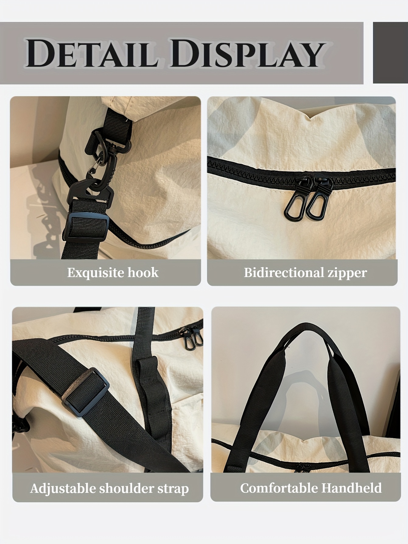 Moqueta de Gran Capacidad - Maleta de Tela Oxford Resistente con Cierre Doble Cremallera, Compartimentos Espaciosos y Asas Laterales - Convertible en Mochila o Equipaje de Mano para Negocios, Vacaciones, Escuela - Bolso Unisex Beige, , Amarillo, Marrón, Rosa - Ideal para Parejas y Viajeros Frecuentes, Versátil como Equipaje de Cabina, Bolsa Moderna de Ocio, Compartimentos Estructurados