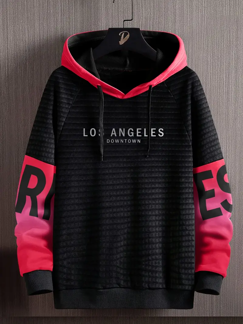 Red Men'S Los Angeles Cityscape Graphic Hoodie