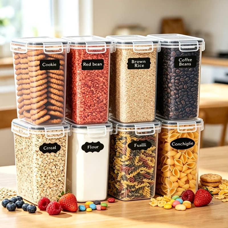 TEMU 16pcs Grain Storage Container Set (includes 8 Containers And 8 Lids), Airtight Food Storage Containers, Ideal For The Kitchen And Pantry,