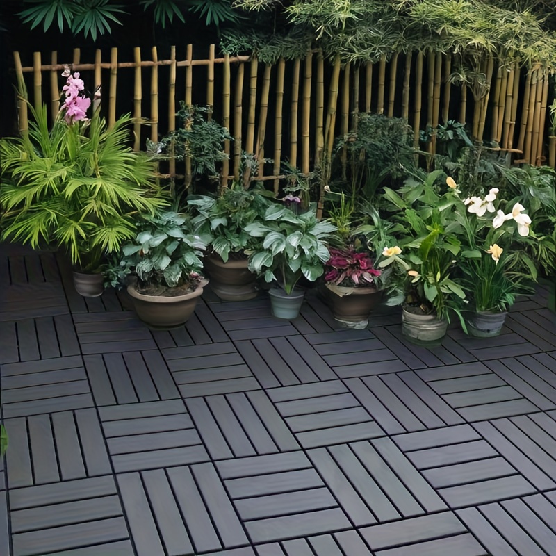 14 44pcs plastic terrace interlocking floor 12 x12 outdoor waterproof floor   edge and corner protection   heat resistant and non slip suitable for balcony poolside bathroom porch indoor and outdoor use gray brown