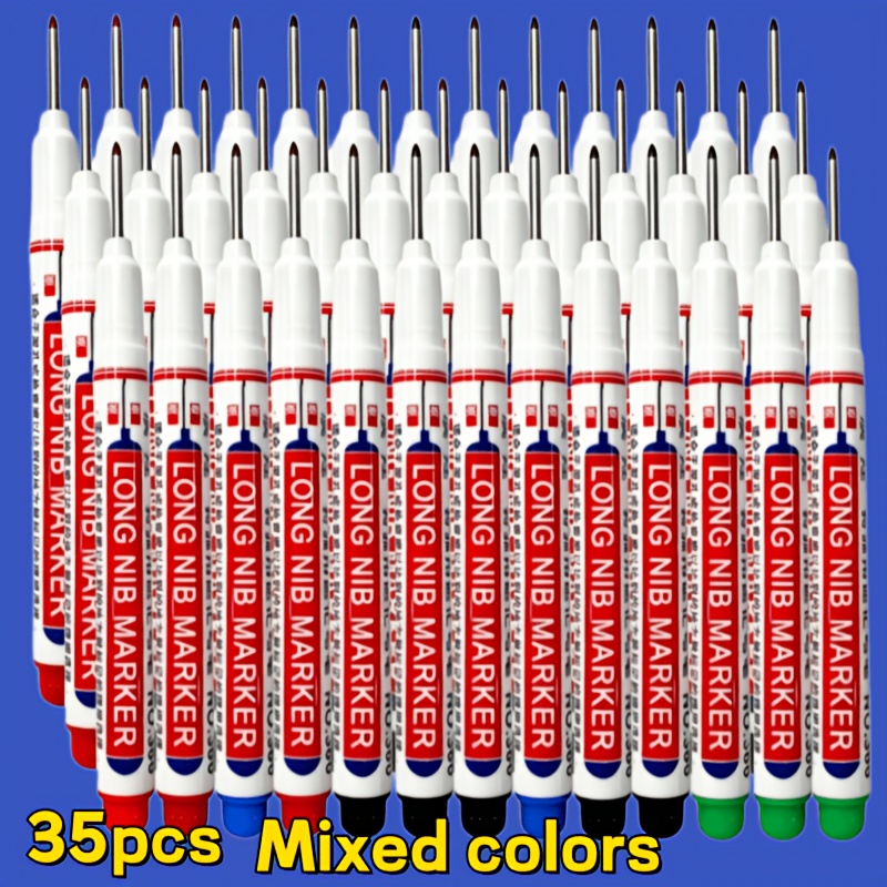 TEMU 35 marqueurs à pointe longue, stylos de à pointe fine pour trous bleu vert (mélange de 4 couleurs) stylos de dessin multifonctionnels pour