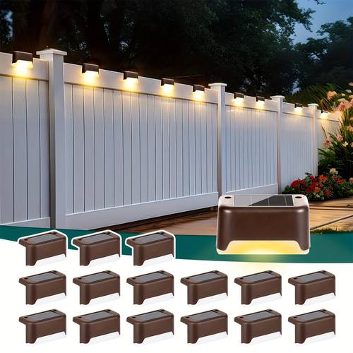 16pcs solar powered outdoor garden lights landscape lighting and led solar lights for home garden arrangements stairs decks fences patios walls rails decorations auto on off long lasting simple installation