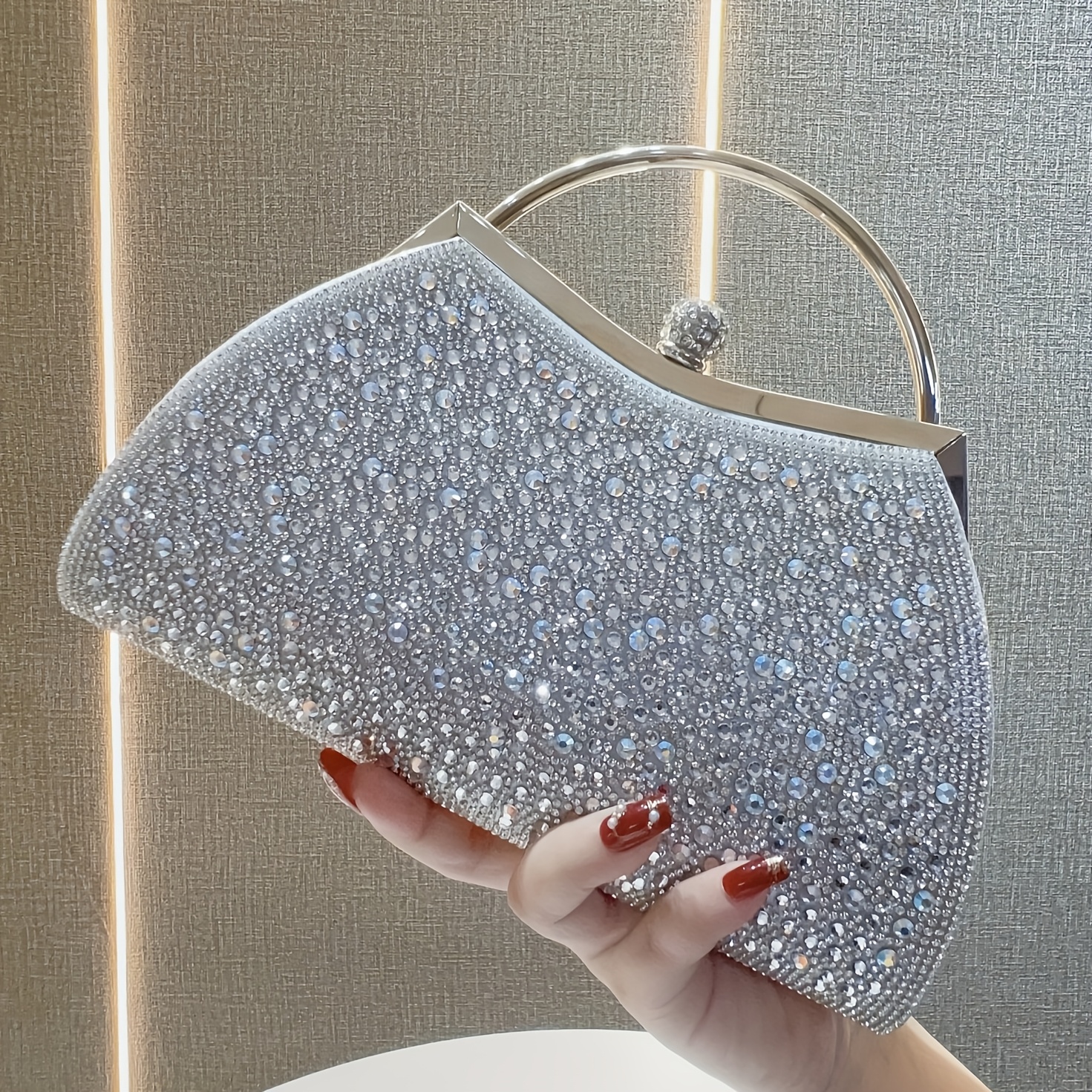 TEMU An Elegant And Luxurious Clutch, A Chic Solid-color Evening Bag, An Exquisite Bridal Handbag, The Perfect Handbag For Parties And Brides, A