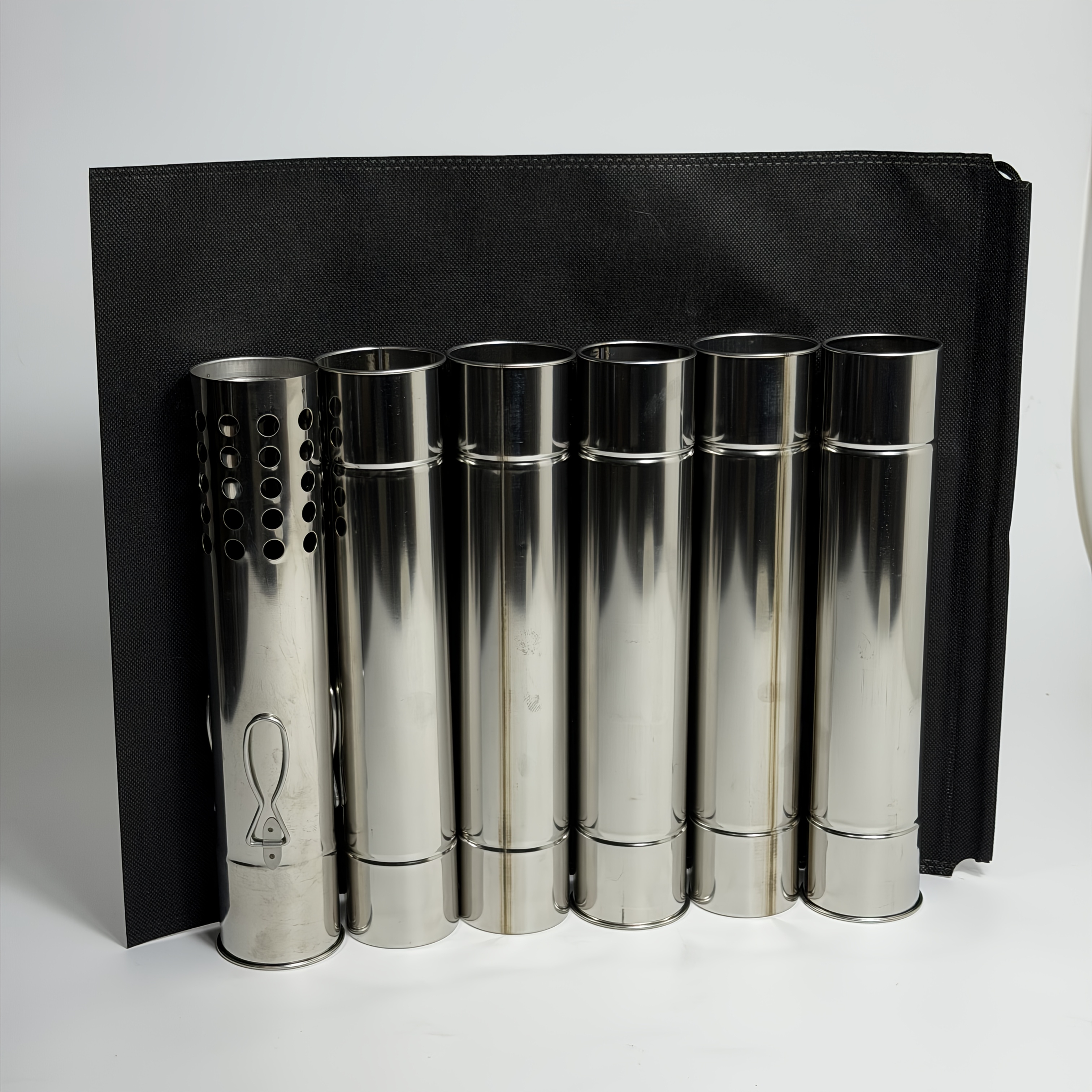 TEMU 5pcs Stainless Steel Chimney Pipes   1 Spark Chimney Pipe With Pull Ring, Outdoor Wood Stove & Fireplace Accessories, With Storage Bag, Extended