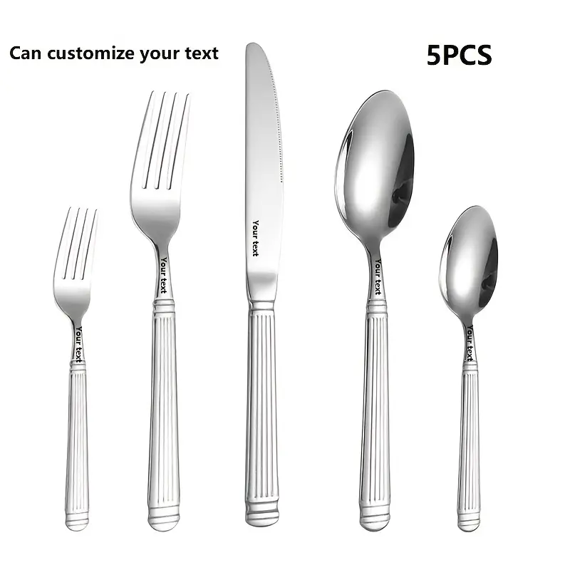 5pcs stainless steel roman pillar shaped golden and silver flatware set with polished for valentines day fathers day mothers day oktoberfest day Product details 4