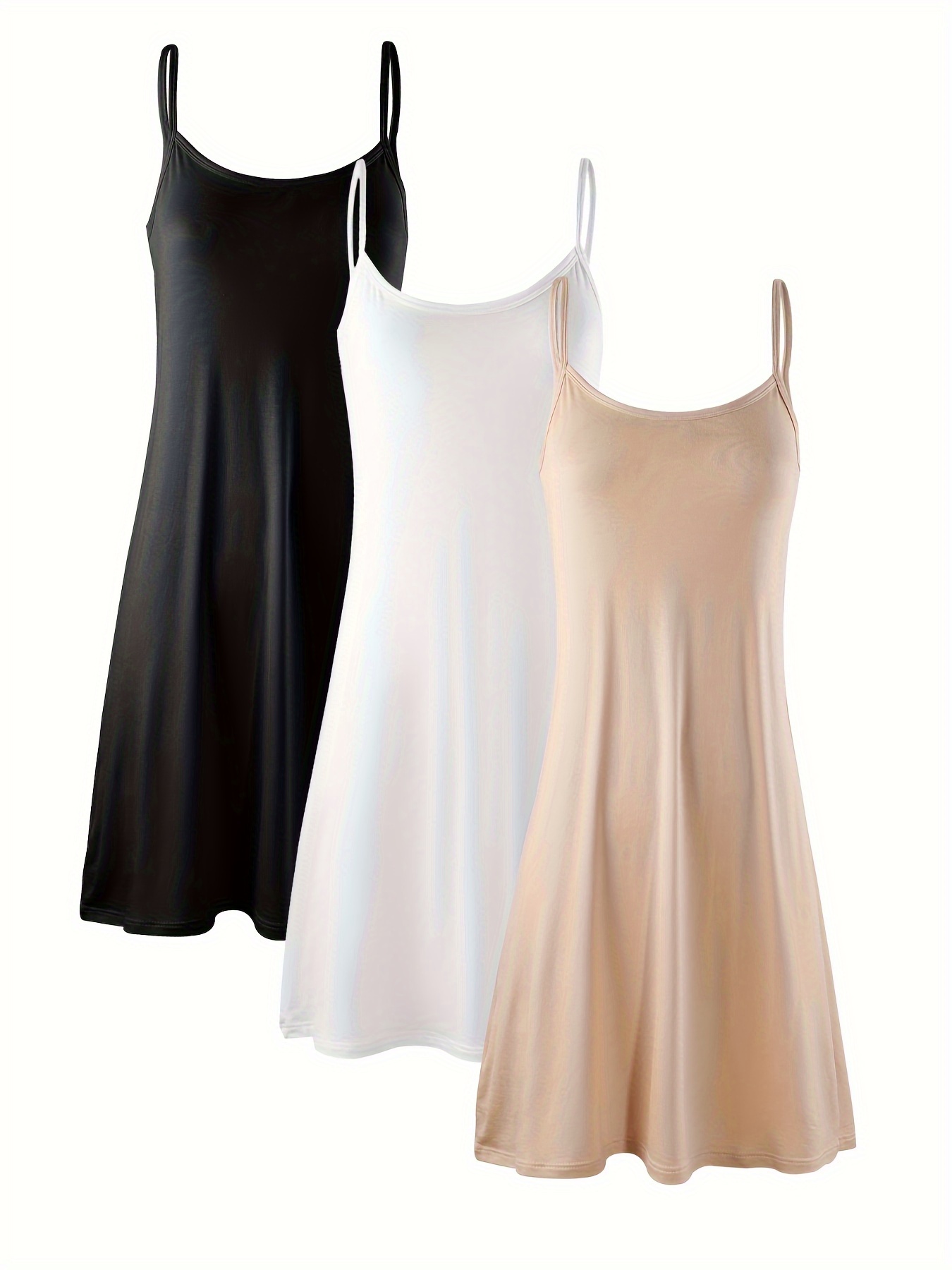 conjunto de 3 camisolas finas de senhora, camisola de base para senhora, camisola interior e exterior, vestido   e   sem  , camisola, vestido     e agradável à pele para casa e exterior Detalhes do produto 2