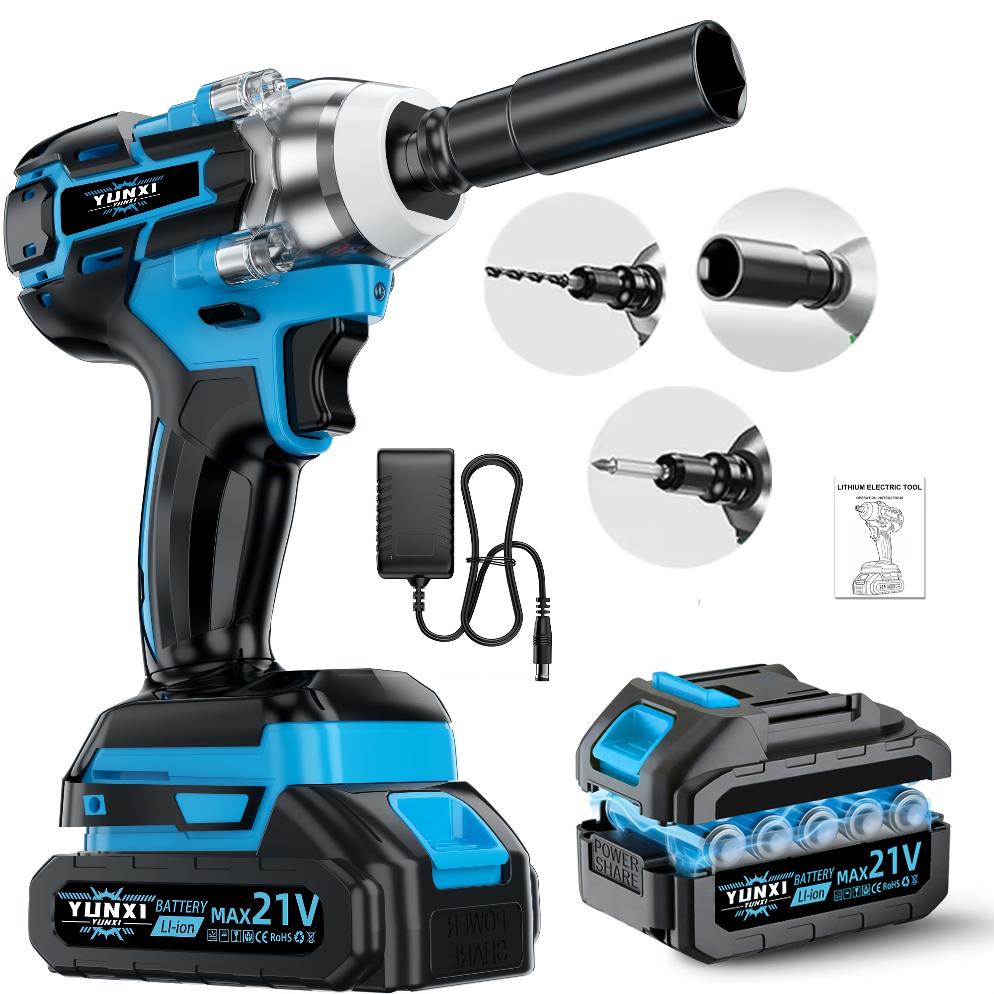 E-shop Bürstenloser Schlagschrauber mit hohem Drehmoment, elektrischer Schrauber, kabelloser Lithium-Batterie-Schrauber, optionales multifunktionales