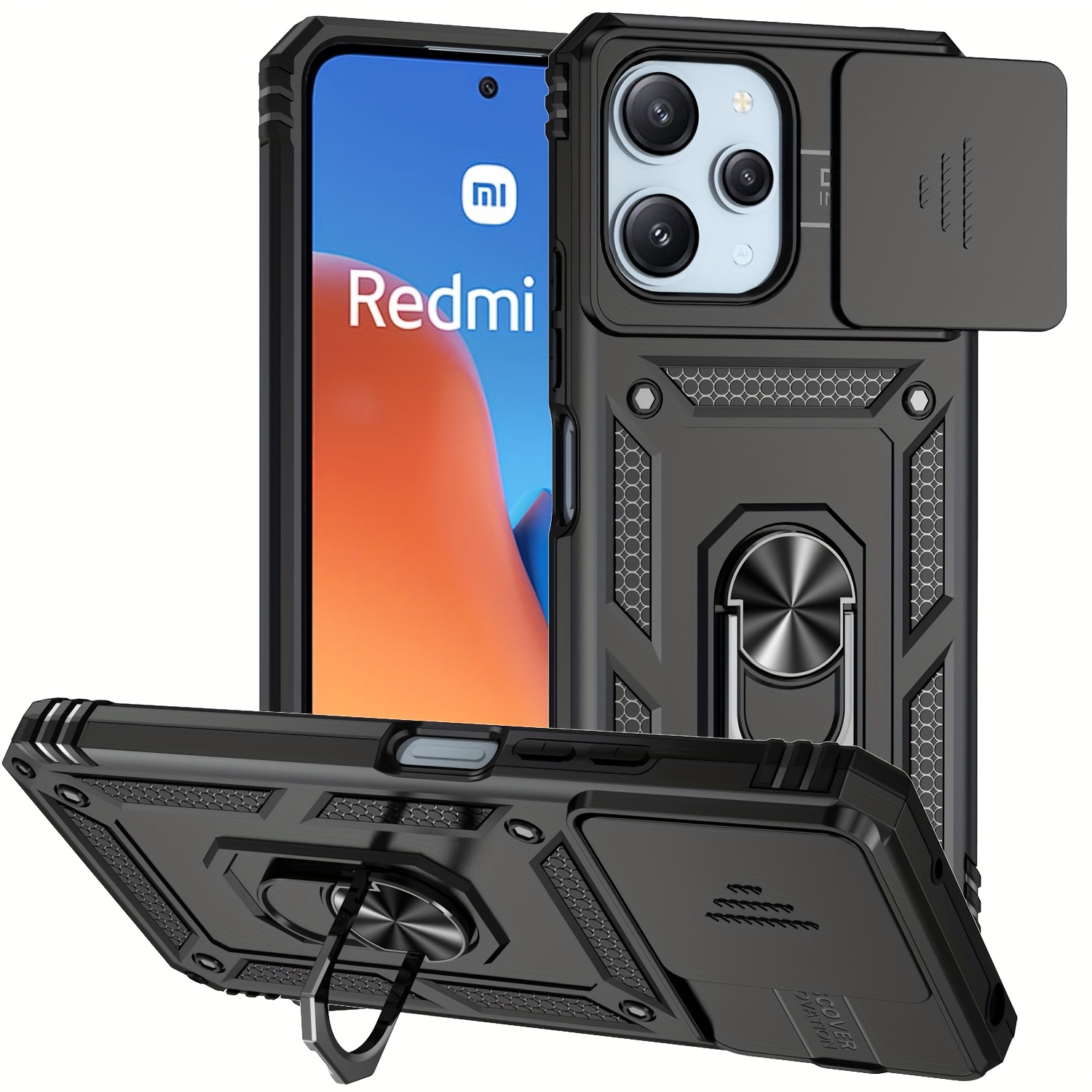 E-shop Stoßsichere Panzerhülle für Redmi 12 mit einer Schiebeobjektivschutz für die Rückseite